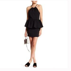English Factory Black Sleeveless Peplum Mini Dress Size Large  NWOT